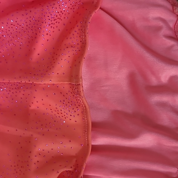 EUC Vintage Taboo women's hot orange pink sparkling fishtail midi dress S - Picture 15 of 16